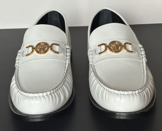 VERSACE Men's Medusa White Leather Loafers 9.5 US (42.5 Eu) 1013592 IT NIB $775