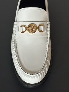 VERSACE Men's Medusa White Leather Loafers 9.5 US (42.5 Eu) 1013592 IT NIB $775