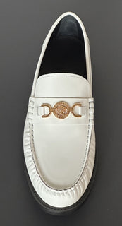 VERSACE Men's Medusa White Leather Loafers 9.5 US (42.5 Eu) 1013592 IT NIB $775