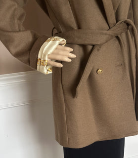 Versace Women’s Wool Camel Peacoat Coat 8 US (44) 1008405 Italy NWT $3100