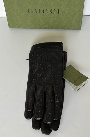 Gucci GG Women's Nappa Leather Gloves Black Size 10.5  Made in Italy 434211 NWT