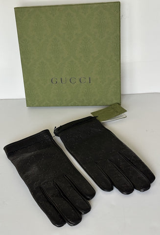 Gucci GG Women's Nappa Leather Gloves Black Size 10.5  Made in Italy 434211 NWT