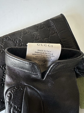 Gucci GG Women's Nappa Leather Gloves Black Size 10.5  Made in Italy 434211 NWT