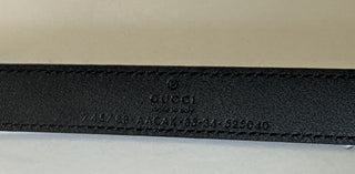 Gucci GG Buckle Women's Black Leather Belt  85/34 Made in Italy 745788 NWOT