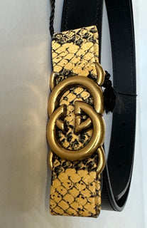 Gucci GG Buckle Women's Black Leather Belt  80/32 Made in Italy 745788 NWOT