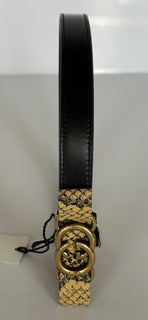 Gucci GG Buckle Women's Black Leather Belt  80/32 Made in Italy 745788 NWOT