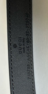 Gucci GG Buckle Women's Black Leather Belt  80/32 Made in Italy 745788 NWOT
