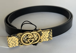 Gucci GG Buckle Women's Black Leather Belt  95/38 Made in Italy 745788 NWOT