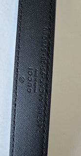 Gucci GG Buckle Women's Black Leather Belt  95/38 Made in Italy 745788 NWOT