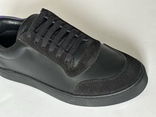 Burberry Leather Sneakers Black/IP Check 7.5 US (40.5 Euro) 8075375 IT NIB $690