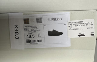 Burberry Leather Sneakers Black/IP Check 7.5 US (40.5 Euro) 8075375 IT NIB $690
