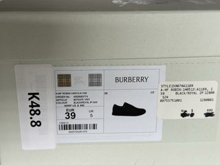 Burberry Leather Sneakers Black/IP Check 6 US (39 Euro) 8075375 IT NIB $690