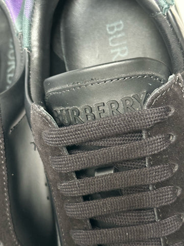 Burberry Leather Sneakers Black/IP Check 17 US (50 Euro) 8075375 IT NIB $690