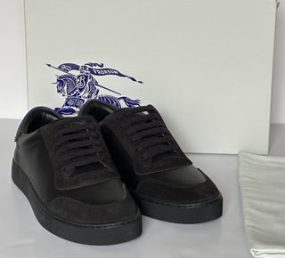 Burberry Leather Sneakers Black/IP Check 7 US (40 Euro) 8075375 IT NIB $690