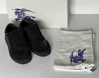 Burberry Leather Sneakers Black/IP Check 13 US (46 Euro) 8075375 IT NIB $690