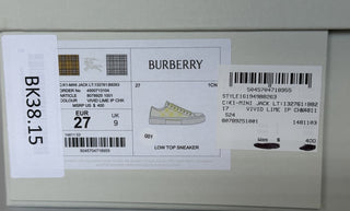 Burberry Jack Girls Vivid Lime IP Check Sneakers 27 Euro (3yrs) 8078925 NIB $400