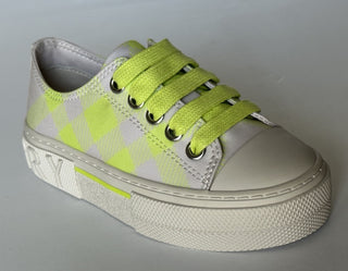 Burberry Jack Girls Vivid Lime IP Check Sneakers 27 Euro (3yrs) 8078925 NIB $400