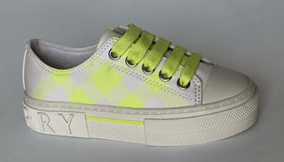 Burberry Jack Girls Vivid Lime IP Check Sneakers 27 Euro (3yrs) 8078925 NIB $400