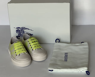 Burberry Jack Girls Vivid Lime IP Check Sneakers 27 Euro (3yrs) 8078925 NIB $400