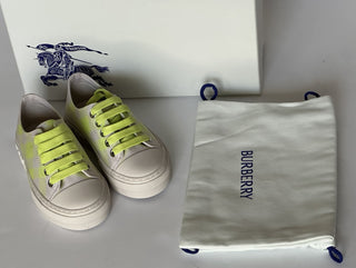 Burberry Jack Girls Vivid Lime IP Check Sneakers 27 Euro (3yrs) 8078925 NIB $400