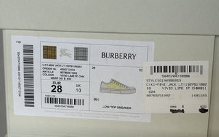 Burberry Jack Girls Vivid Lime IP Check Sneakers 28 Euro (4yrs) 8078925 NIB $400