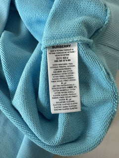 Burberry Embroided Crop Bright Topaz Blue Cotton Sweatshirt S 8084776 NWT $590