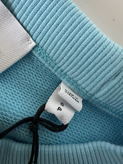Burberry Embroided Crop Bright Topaz Blue Cotton Sweatshirt S 8084776 NWT $590