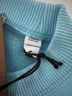 Burberry Embroided Crop Bright Topaz Blue Cotton Sweatshirt M 8084776 NWT $590