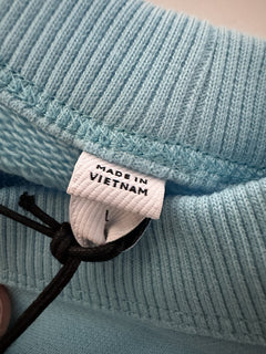 Burberry Embroided Crop Bright Topaz Blue Cotton Sweatshirt L 8084776 NWT $590