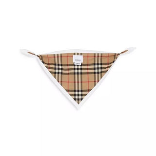 Burberry Claude Mini Check Panel Romper, Hat&Bib Set White 12M 80484071 NWT $300