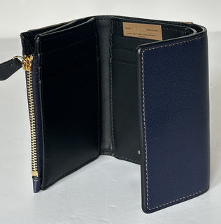 Burberry Lancaster Check Dark Canvas Blue Small Envelop Wallet 80845351 NWT $550