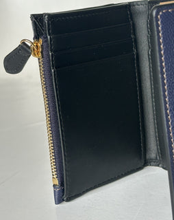 Burberry Lancaster Check Dark Canvas Blue Small Envelop Wallet 80845351 NWT $550