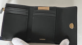 Burberry Lancaster Check Dark Canvas Blue Small Envelop Wallet 80845351 NWT $550