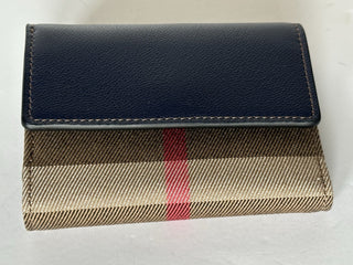 Burberry Lancaster Check Dark Canvas Blue Small Envelop Wallet 80845351 NWT $550