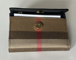 Burberry Lancaster Check Dark Canvas Blue Small Envelop Wallet 80845351 NWT $550