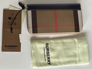 Burberry Zip Around Wallet Dark Canvas Blue 80845161 NWT $630