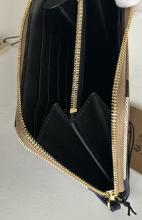 Burberry Zip Around Wallet Dark Canvas Blue 80845161 NWT $630