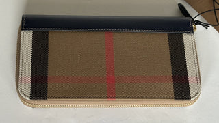 Burberry Zip Around Wallet Dark Canvas Blue 80845161 NWT $630