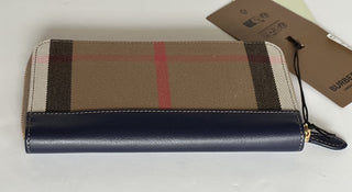 Burberry Zip Around Wallet Dark Canvas Blue 80845161 NWT $630