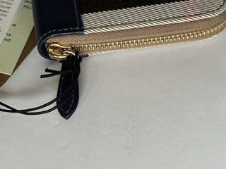 Burberry Zip Around Wallet Dark Canvas Blue 80845161 NWT $630