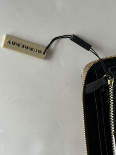 Burberry Zip Around Wallet Dark Canvas Blue 80845161 NWT $630
