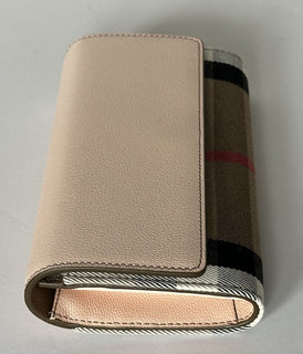 Burberry Halton MX Check Pale Cameo Wallet 80845321 NWT $680