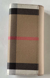 Burberry Halton MX Check Pale Cameo Wallet 80845321 NWT $680