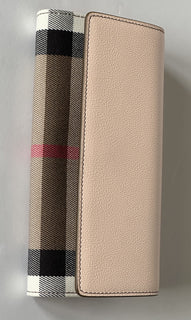 Burberry Halton MX Check Pale Cameo Wallet 80845321 NWT $680