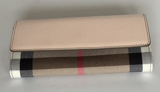 Burberry Halton MX Check Pale Cameo Wallet 80845321 NWT $680