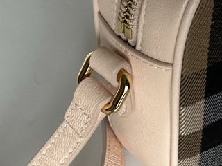Burberry Small Camera House Check Shoulder Bag Pale Cameo 80850771 NWT $1050
