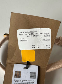 Burberry Small Camera House Check Shoulder Bag Pale Cameo 80850771 NWT $1050