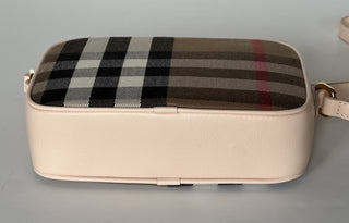 Burberry Small Camera House Check Shoulder Bag Pale Cameo 80850771 NWT $1050