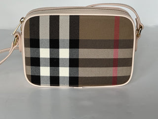 Burberry Small Camera House Check Shoulder Bag Pale Cameo 80850771 NWT $1050