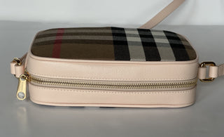 Burberry Small Camera House Check Shoulder Bag Pale Cameo 80850771 NWT $1050